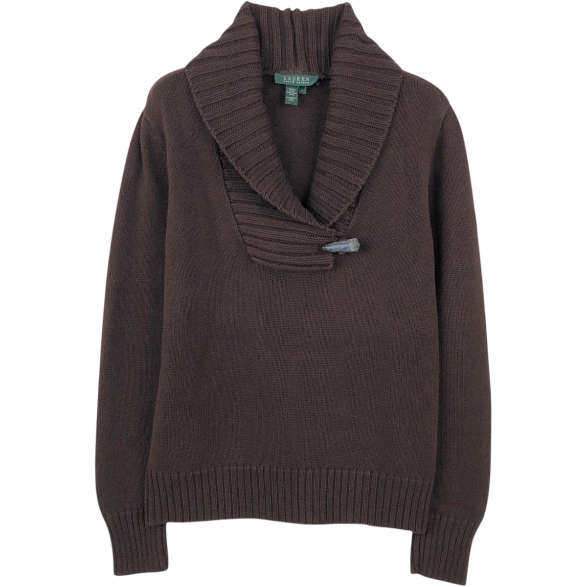古着 ラルフローレン Ralph Lauren LAUREN ローレン ショールカラー コットンニットセーター レディースL相当/eaa683099