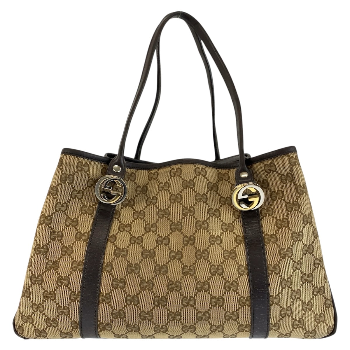 GUCCI グッチ GGツインズ ベージュ ブラウン GGキャンバス トートバッグ ショルダーバッグ 604660 【中古】