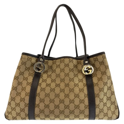 GUCCI グッチ GGツインズ ベージュ ブラウン GGキャンバス トートバッグ ショルダーバッグ 604660 【中古】