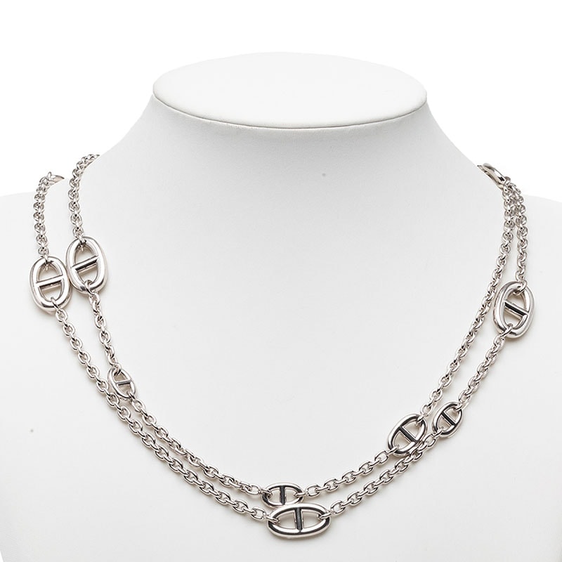 エルメス シェーヌダンクル ファランドール 120 ロング ネックレス SV925 シルバー レディース HERMES 【中古】