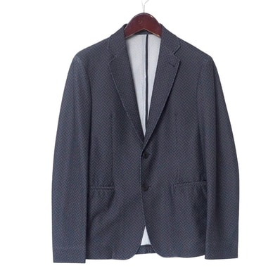 GIORGIO ARMANI ジョルジオアルマーニ テーラードジャケット サイズ46 ストレッチ 総柄 軽量 黒タグ イタリア製 ブランド古着【中古】20250501/RA4529
