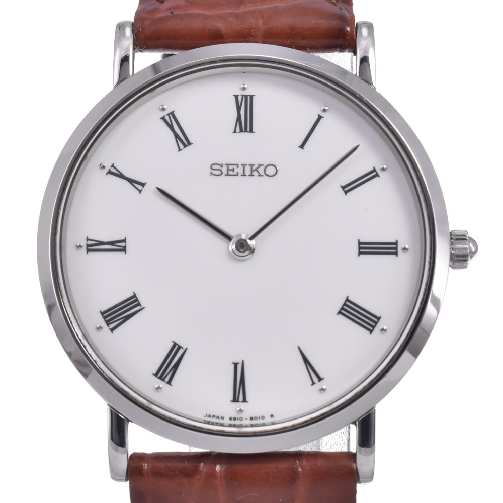 セイコー SEIKO SCVL002(6810-8000) メカニカル ホワイト 手巻き メンズ 良品 腕時計 Q#148919