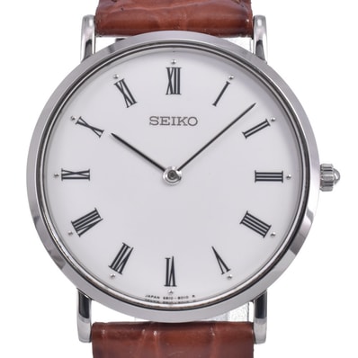 セイコー SEIKO SCVL002(6810-8000) メカニカル ホワイト 手巻き メンズ 良品 腕時計 Q#148919