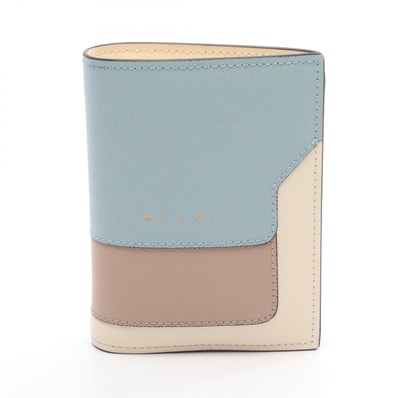 マルニ MARNI 二つ折り財布 財布 レザー レディース ブルー系 / ピンク系 / アイボリー系 PFMOQ14U13 【中古】