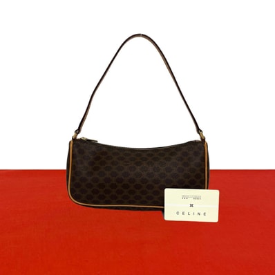 CELINE セリーヌ マカダム ブラゾン トリオンフ 柄 レザー PVC ショルダーバッグ ブラウン
34516