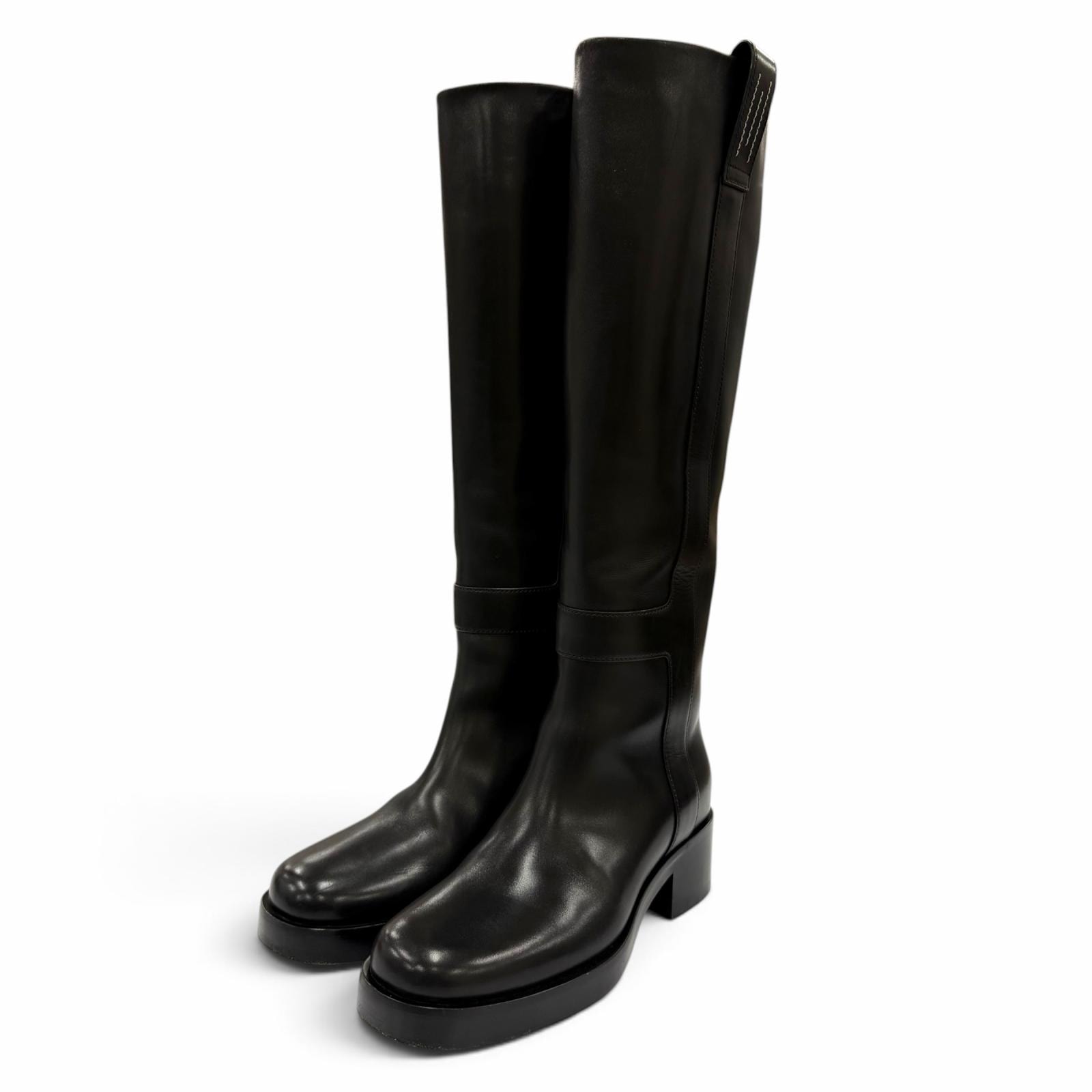 美品 エルメス ロングブーツ Horse ホース ブラック レディース 35