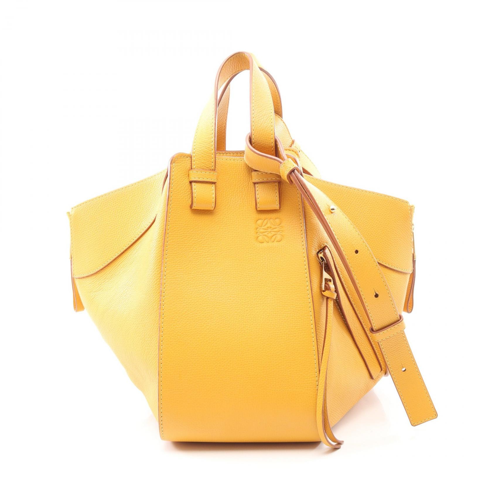 ロエベ LOEWE ハンモックバッグ スモール 2WAY ハンドバッグ バッグ レザー レディース イエロー系 【中古】