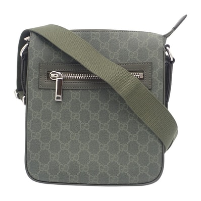グッチ GUCCI スモール メッセンジャーバッグ 792082 ショルダーバッグ GGスプリームキャンバス カーキ シルバー金具 メンズ【中古】【Aランク】