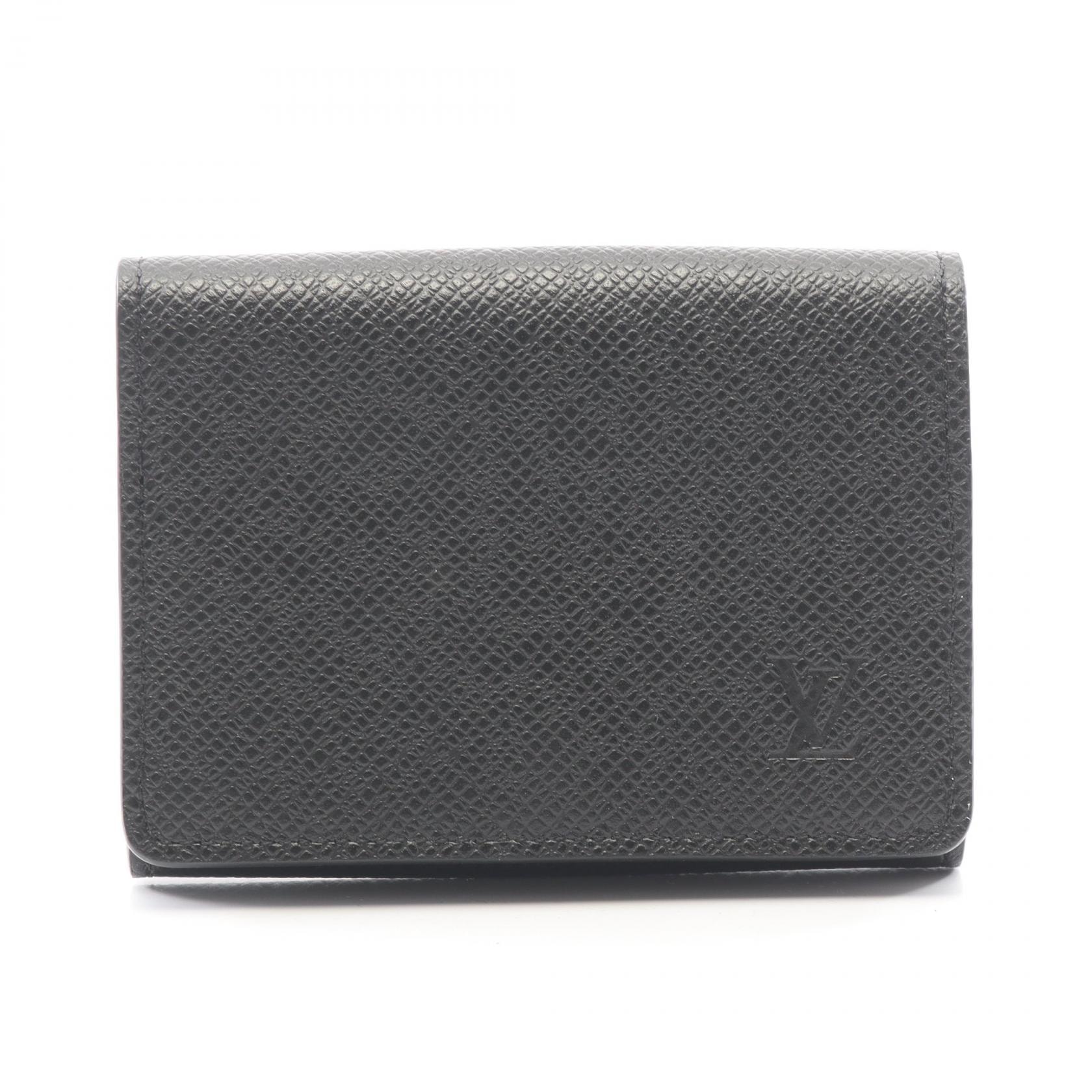 ルイ・ヴィトン LOUIS VUITTON アンヴェロップ カルト ドゥ ヴィジット NM タイガ ノワール カードケース アクセサリー レザー メンズ ブラック系 M64595 【中古】