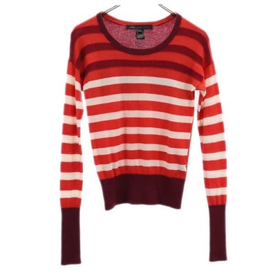 MARC BY MARC JACOBS マークバイマークジェイコブス ボーダー柄 長袖 セーター XS 赤系 ニット