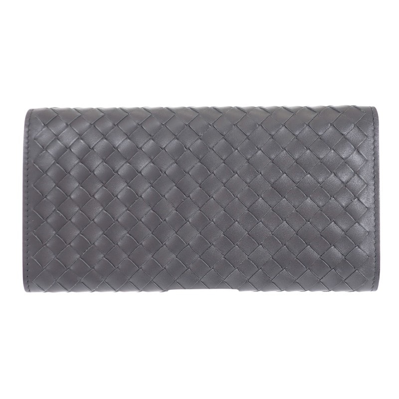 ボッテガヴェネタ BOTTEGA VENETA ロングウォレット 156819 長財布 イントレチャート グレー メンズ【中古】【ABランク】