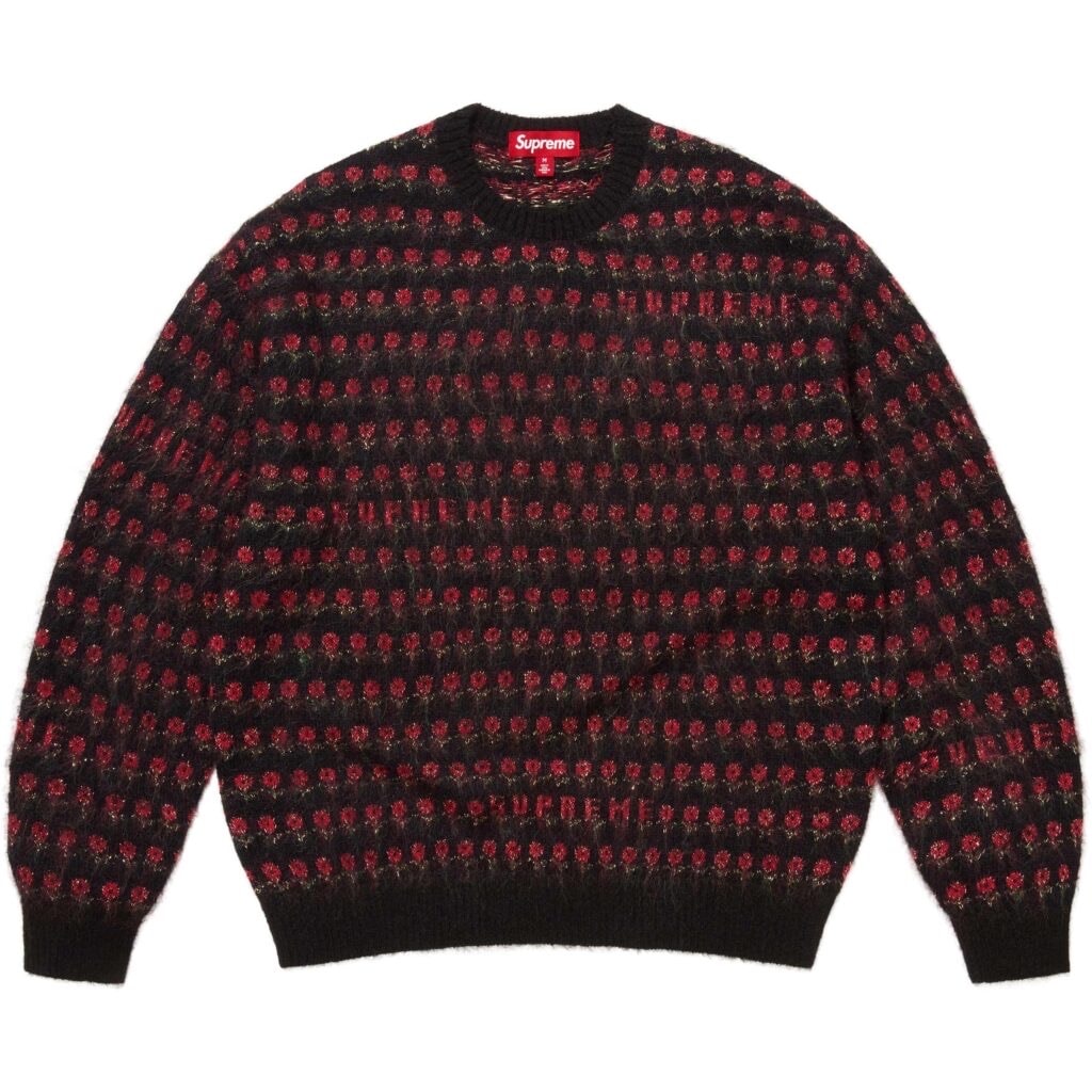 シュプリーム フラワーズ メタリック セーター "ブラック"