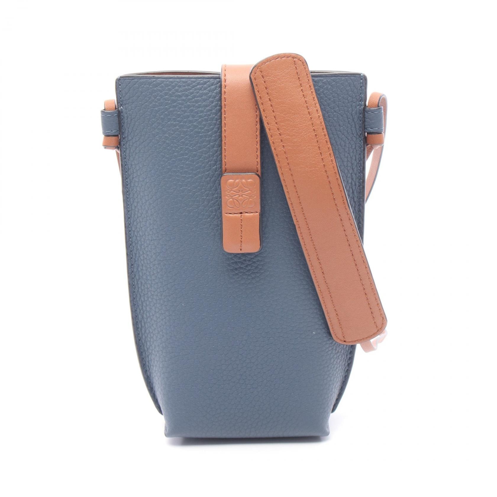 ロエベ LOEWE ゲート ポケット ショルダーバッグ バッグ レザー レディース ブルー系 / ブラウン系 【中古】