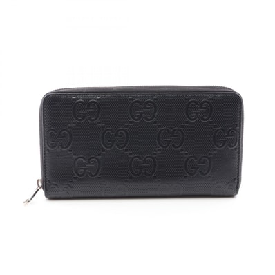 グッチ GUCCI GGエンボス ラウンド長財布 財布 レザー メンズ ブラック系 625563 【中古】