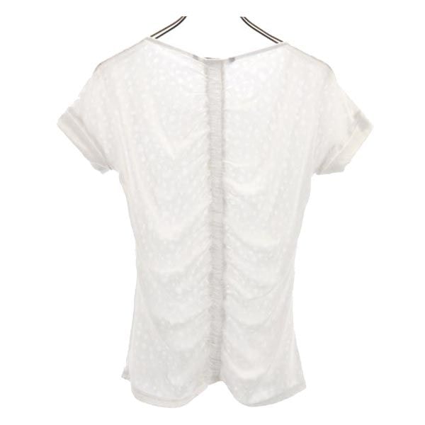 ARMANI EXCHANGE アルマーニエクスチェンジ バック ギャザー 半袖 バックギャザー カットソー XS 白 フレンチスリーブ 透かし柄