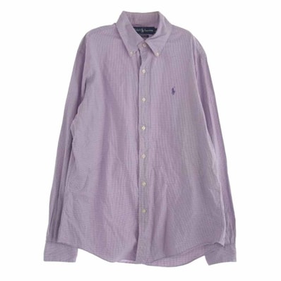 RALPH LAUREN ラルフローレン 長袖シャツ CUSTOM FIT ギンガム チェック BD シャツ パープル系 M【中古】