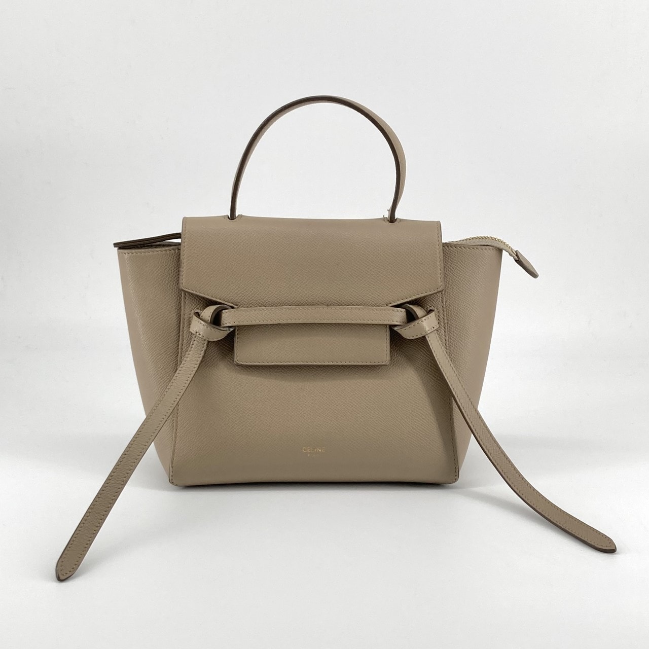 CELINE(セリーヌ) ベルトバッグ ナノ レザー 2WAY ハンドバッグ ライトトープ