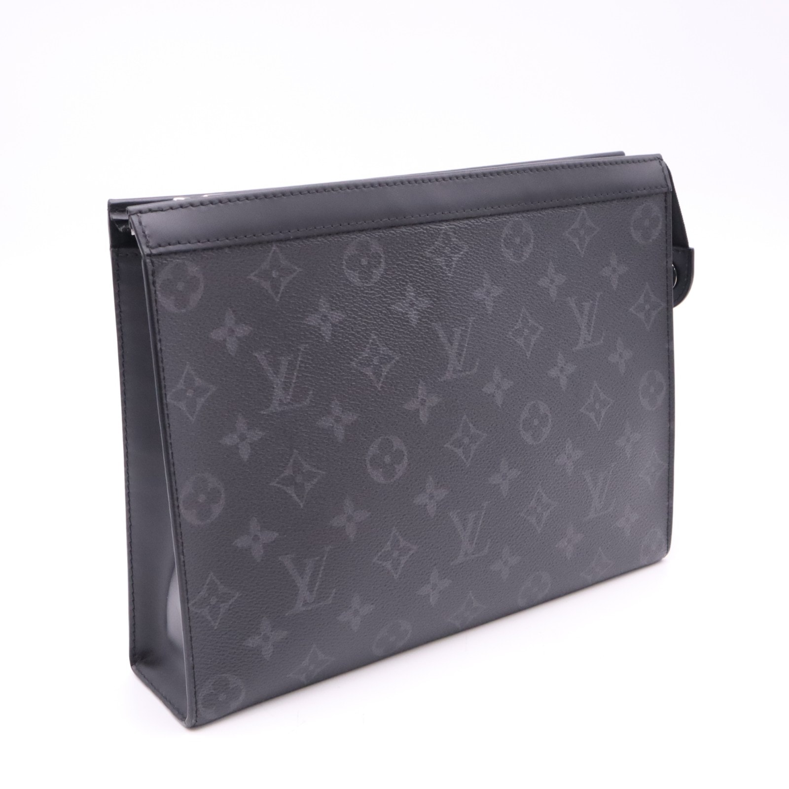 美品 LOUIS VUITTON ルイ・ヴィトン モノグラム エクリプス ポシェット ヴォワヤージュMM M61692 クラッチバッグ ブラック コーティングキャンバス レザー メンズ