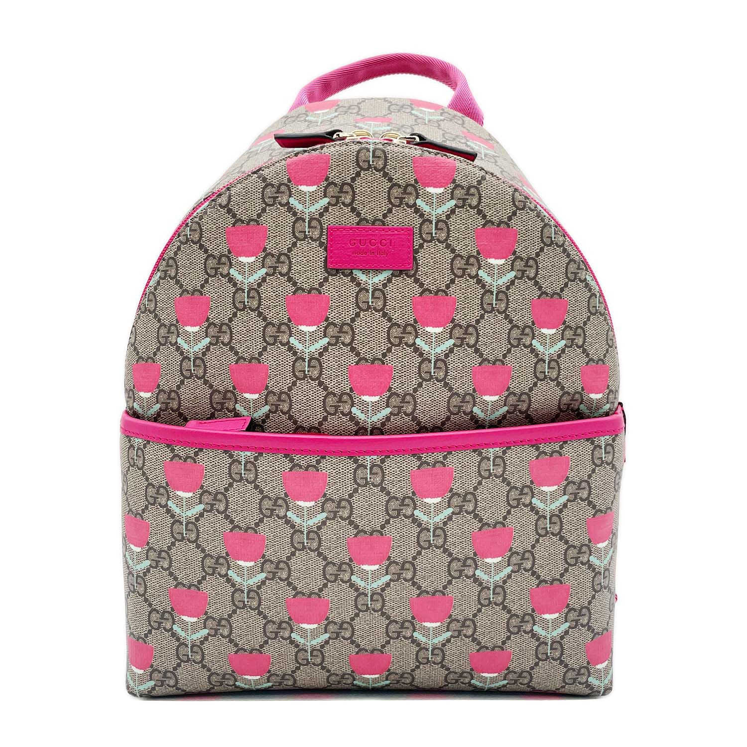 GUCCI グッチ チルドレン チューリップ リュック・デイパック
 フラワー GGスプリーム 782708 コーティングキャンバス ブラウン ユニセックス
 【中古】