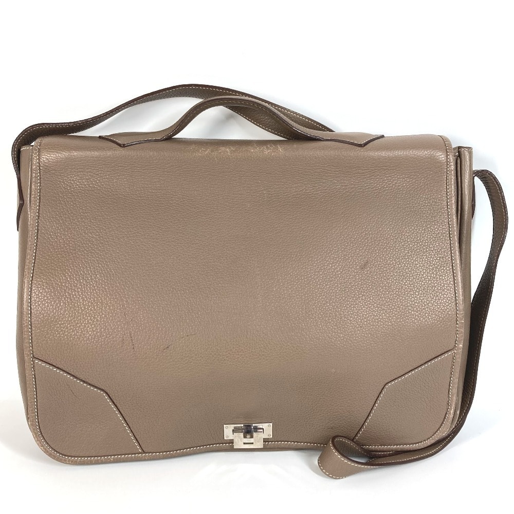 エルメス HERMES ヴィクトリア メッセンジャーバッグ フラップ ビジネスバッグ カバン 2WAYバッグ ショルダーバッグ 斜め掛け ハンドバッグ トリヨンクレマンス K□刻 エトゥープ グレー