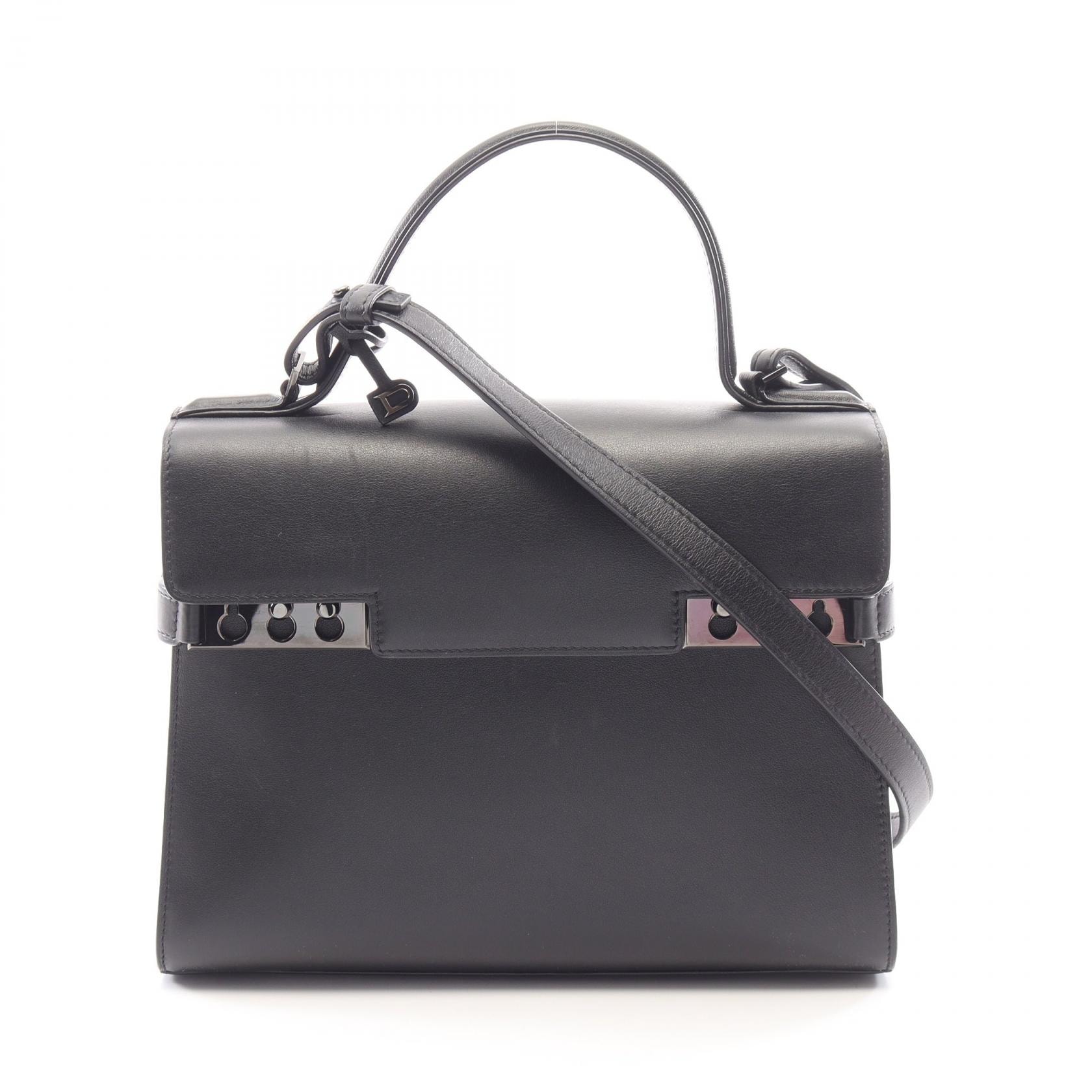デルヴォー Delvaux タンペートMM 2WAY ハンドバッグ バッグ レザー レディース ブラック系 【中古】