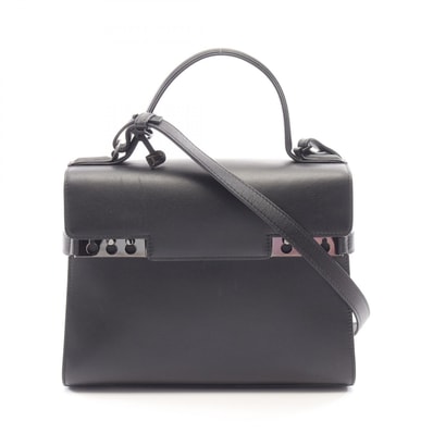 デルヴォー Delvaux タンペートMM 2WAY ハンドバッグ バッグ レザー レディース ブラック系 【中古】
