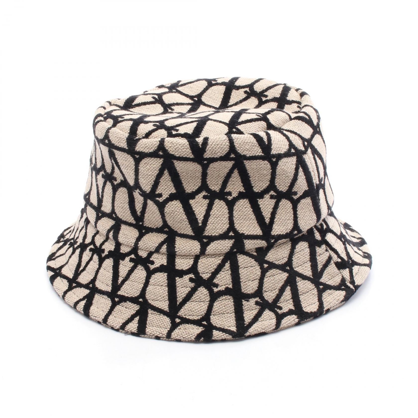 ヴァレンチノ Valentino Vロゴ ハット 帽子 キャンバス メンズ レディース ベージュ系 / ブラック系 【中古】