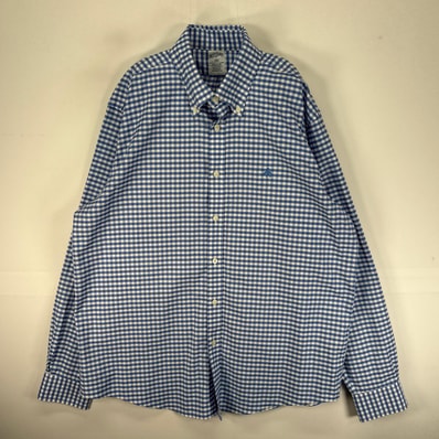 古着 ブルックスブラザーズ Brooks Brothers 長袖シャツ ボタンダウン ワンポイント L ブルー系 チェック メンズ