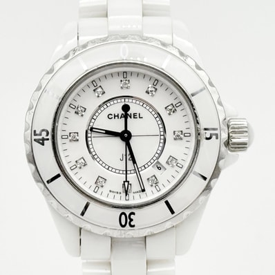 CHANEL シャネル J12 H1628 ホワイト QZ メンズ 腕時計 稼働品 箱 保証書