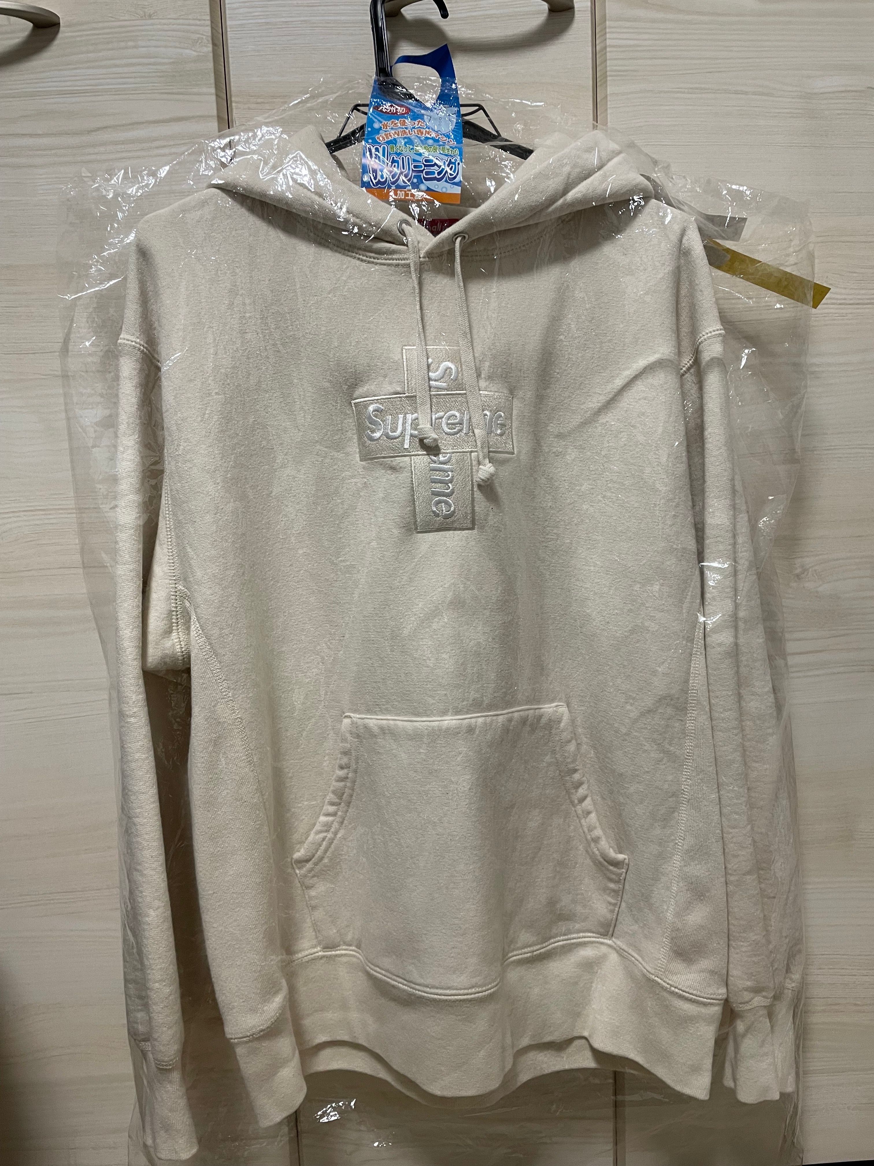 Supreme Cross Box Logo Hooded Sweatshirt "Natural"