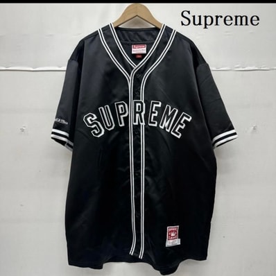 Supreme / Mitchell & Ness Satin Baseball Jersey "Black"