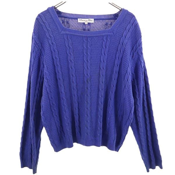 Christian Dior SPORTS クリスチャンディオール スポーツ 長袖 スクエアネック ケーブル ニット L 青系 セーター