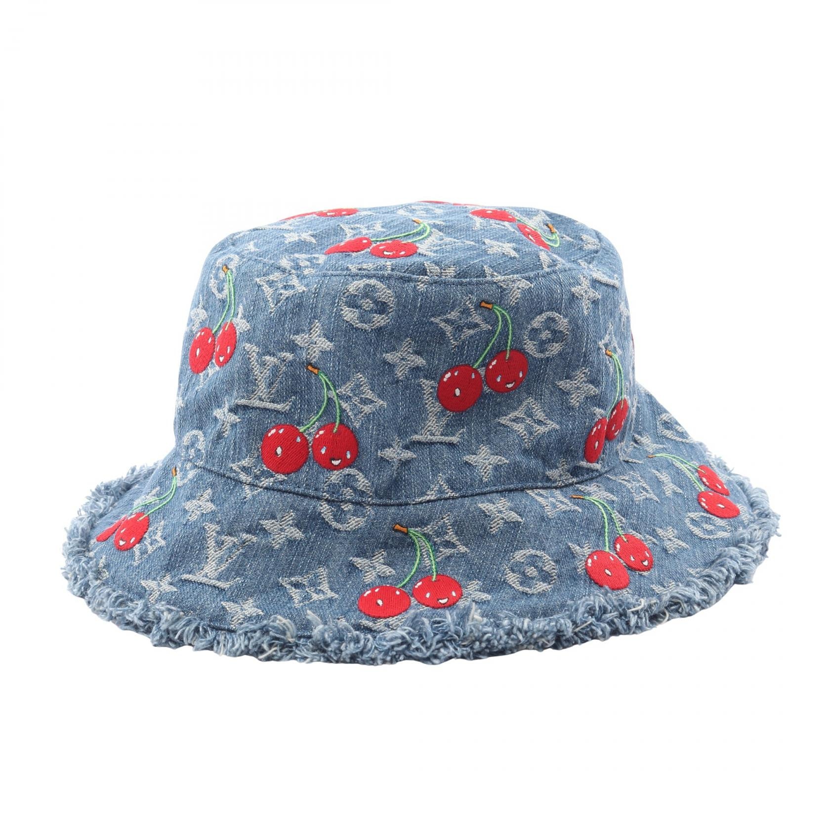 ルイ・ヴィトン LOUIS VUITTON LV × TM モノグラムチェリー ハット 帽子 コットン レディース ブルー系 【中古】