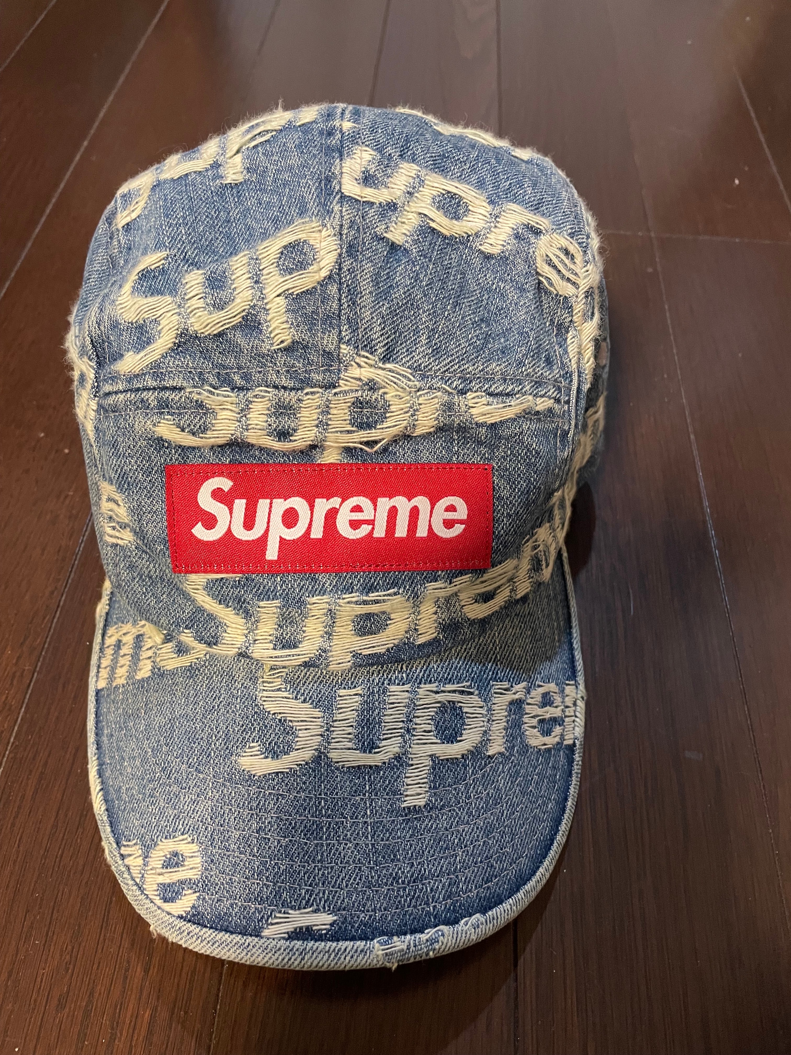 Supreme Frayed Logos Denim Camp Cap "Blue"