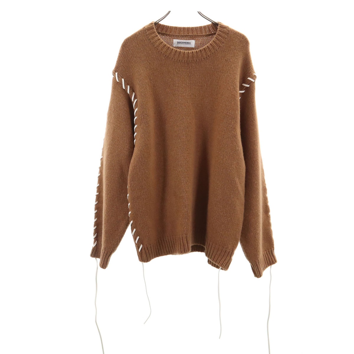DISCOVERED ディスカバード 23AW 日本製 長袖 レザールーピング セーター 3 ブラウン ニット
