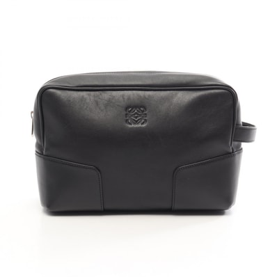 ロエベ LOEWE アナグラム セカンドバッグ クラッチバッグ バッグ レザー メンズ レディース ブラック系 【中古】