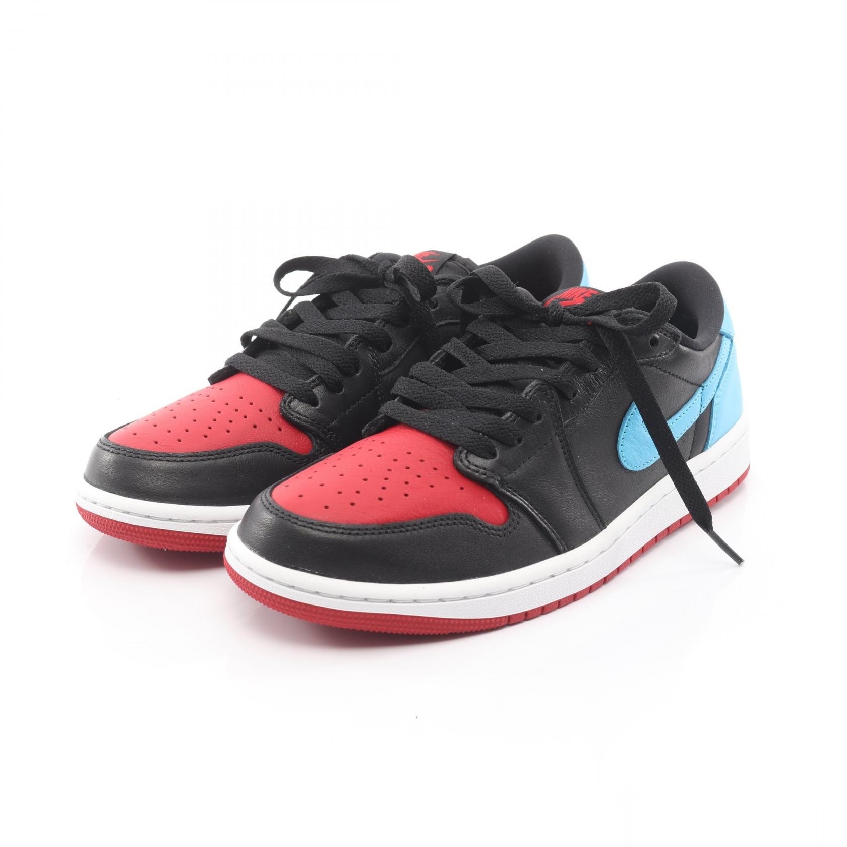 ナイキ NIKE WMNS AIR JORDAN 1 RETRO LOW スニーカー 靴 レザー レディース ブラック系 / レッド系 / ブルー系 B2643 【中古】