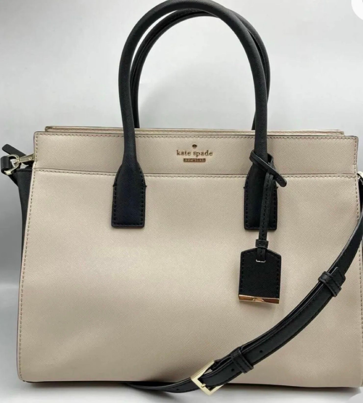 Kate Spade  ショルダー ハンドバッグ レザー ベージュ×ブラック