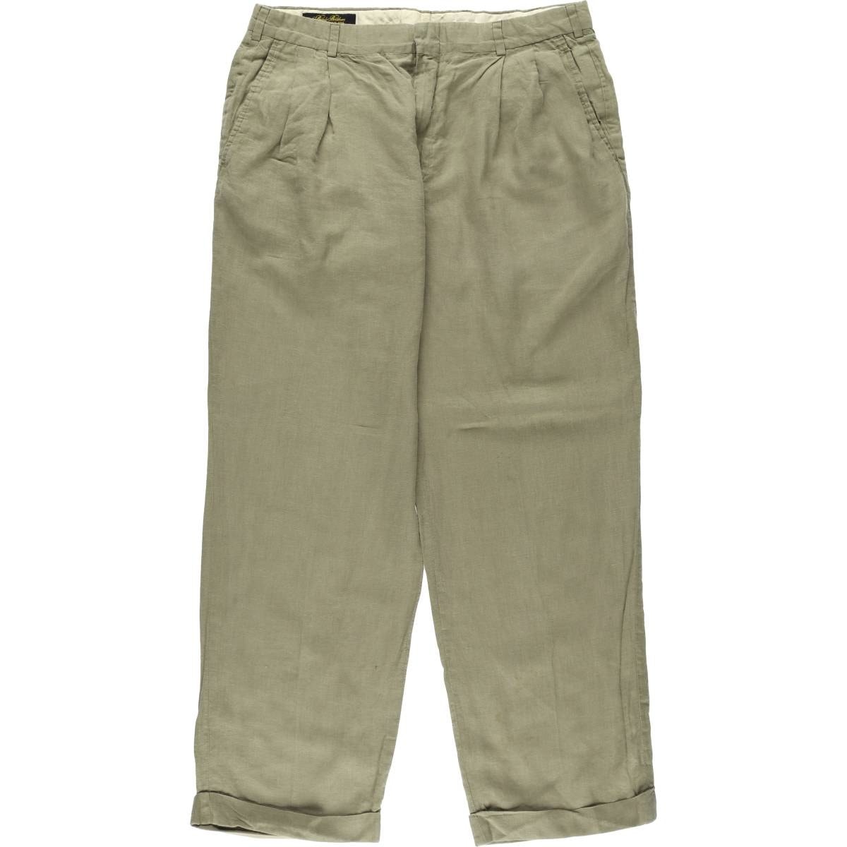 古着 ブルックスブラザーズ Brooks Brothers ESTABLISHED 1818 ツータック リネンパンツ スラックス USA製 メンズw34相当/eaa535754