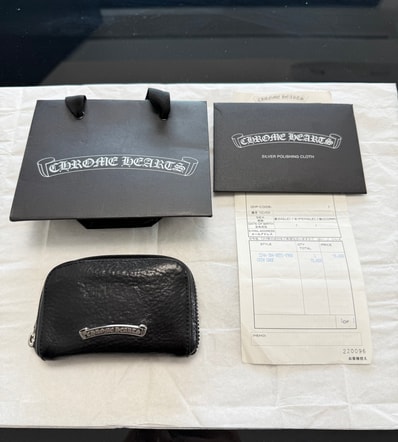 Chrome Hearts Coin Case Dagger Round Zip Leather Wallet "Black/Silver"