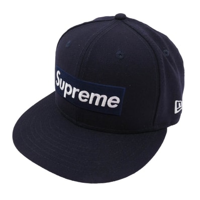 Supreme シュプリーム キャップ 20AW x New Era ニューエラ World Famous Box Logo ワールド フェイマス ボックス ロゴ キャップ 帽子 ネイビー系 【中古】