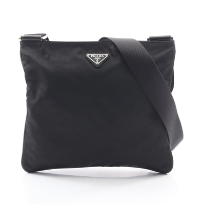 プラダ PRADA トライアングルロゴ ショルダーバッグ バッグ ナイロン サフィアーノレザー レディース ブラック系 VA0053 【中古】