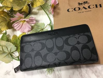 【正規品】コーチ ブラック 灰色 父の日に コーチ柄 長財布