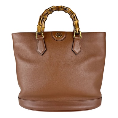グッチ GUCCI ハンドバッグ ショルダーバッグ バンブー ダイアナ レザー ブラウン レディース 750394【中古】 z9072