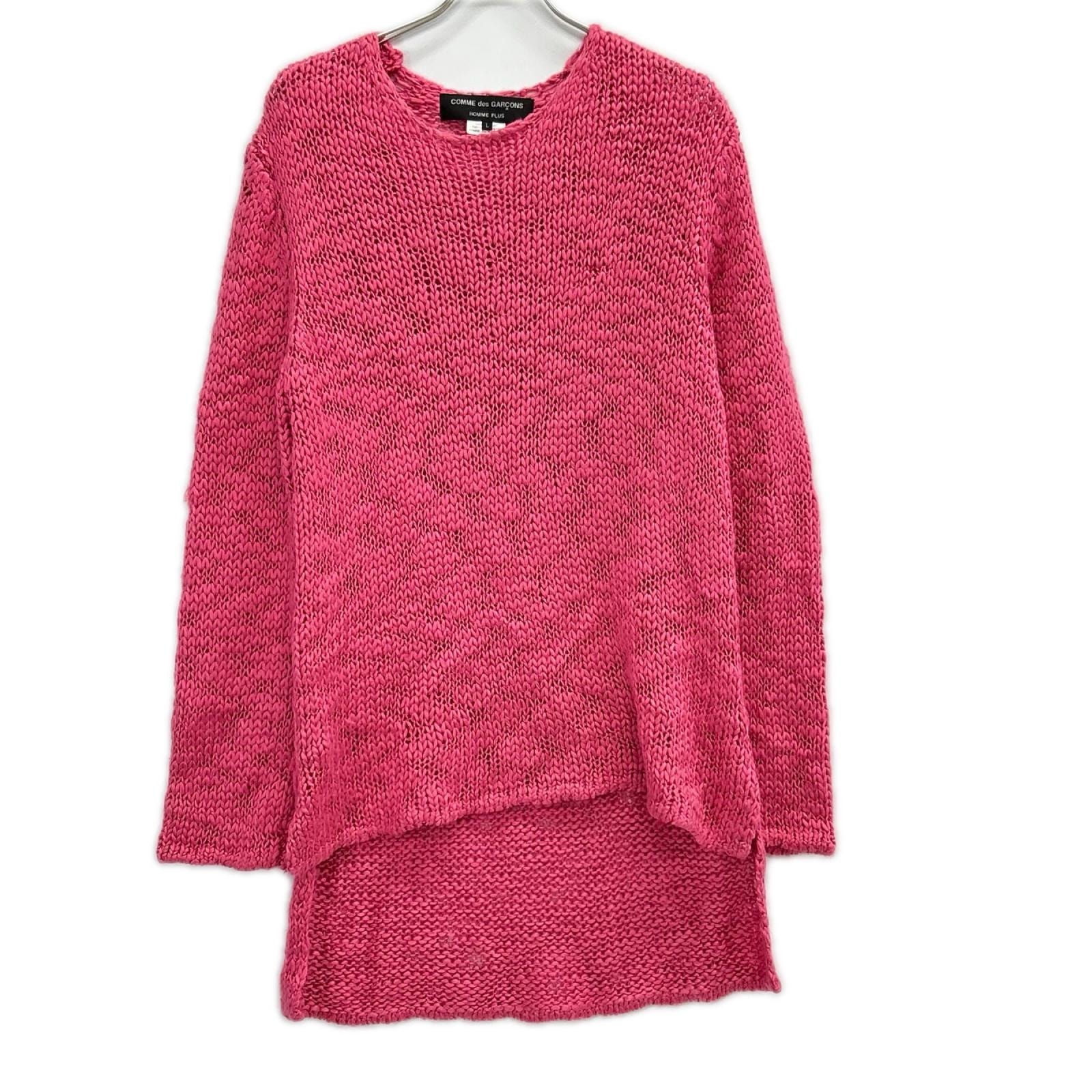コムデギャルソンオムプリュス PO-N008 Slub Knit Sweater ピンク スラブニットセーター L