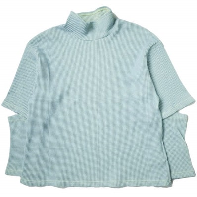 Ray BEAMS レイビームス 23SS 日本製 エルボーオープン ハイネックトップス 61-14-0087-101 Free BLUE ワッフル サーマル カットソー トップス g11152