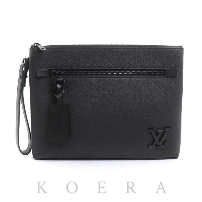LOUIS VUITTON ルイ・ヴィトン テイクオフ ポーチ クラッチバッグ LVアエログラム ブラック M69837 ICチップ メンズ【中古】【美品】