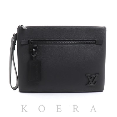 LOUIS VUITTON ルイ・ヴィトン テイクオフ ポーチ クラッチバッグ LVアエログラム ブラック M69837 ICチップ メンズ【中古】【美品】
