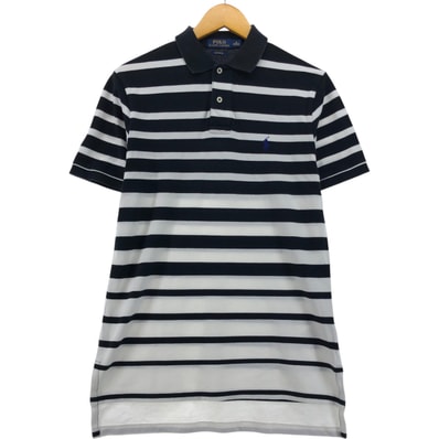 古着 ラルフローレン Ralph Lauren POLO RALPH LAUREN CUSTOM FIT 半袖 ボーダー ポロシャツ メンズM相当/eaa566556
