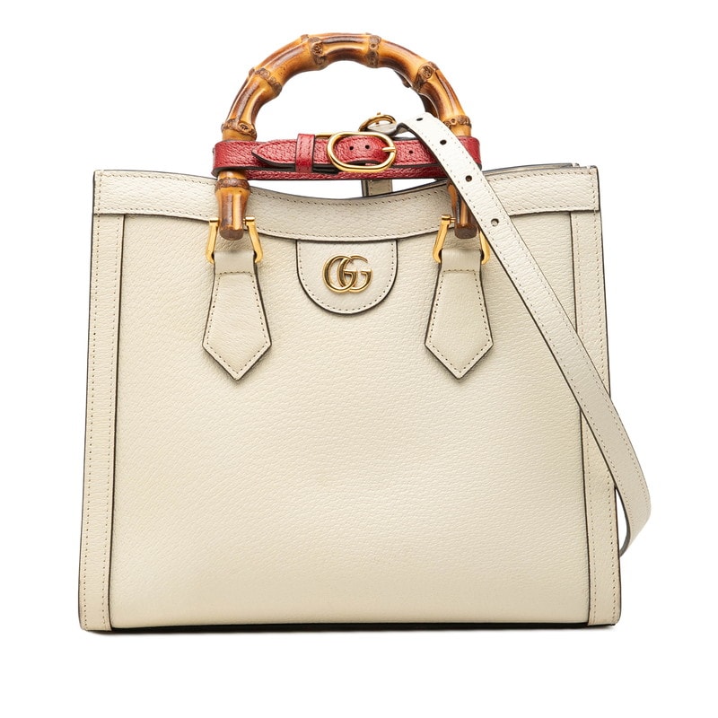 グッチ バンブー ダイアナ スモール ハンドバッグ ショルダーバッグ 2WAY 702721 アイボリー レザー レディース GUCCI 【中古】